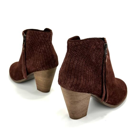 Sole Society Zada Women Red Wine Ankle Boot Size 8.5 Suede Cuban Heel Almond Toe - Picture 13 of 16